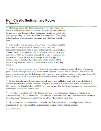 non clastic sedimentary rocks