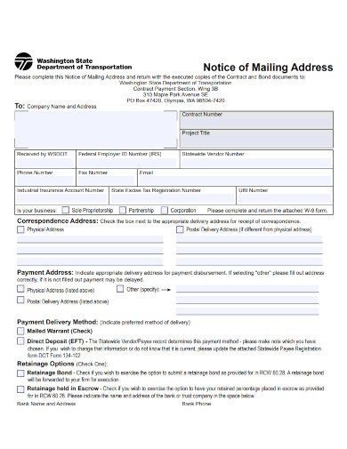 notice of mailing address 