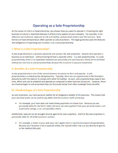 Proprietor Examples Sole Proprietorship - Examples, PDF | Examples