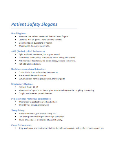 patient safety slogans