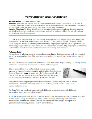 polysyndeton and asyndeton