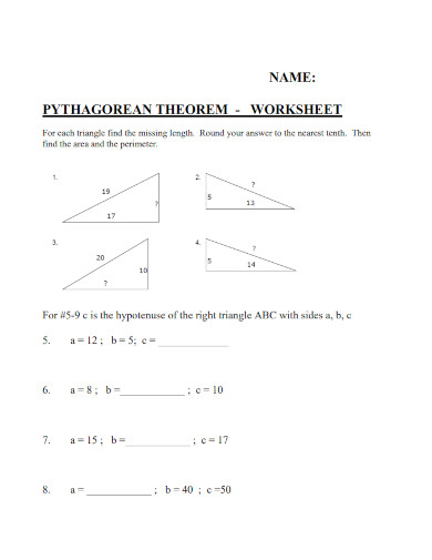 pythagorean theorem worksheet 