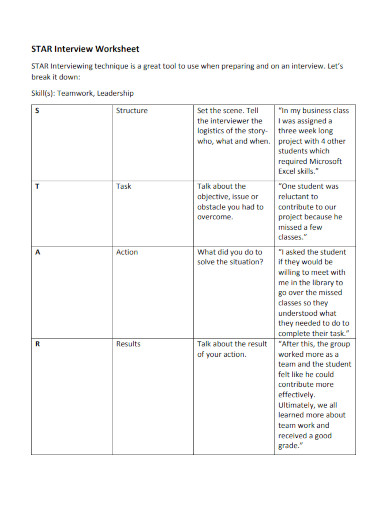 Star Format Interview - Examples, PDF | Examples