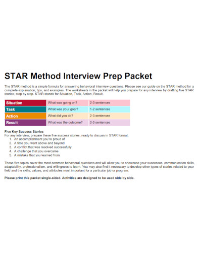 star method interview prep packet