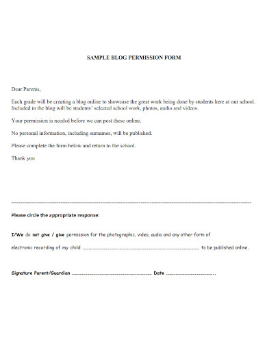 sample blog permission form