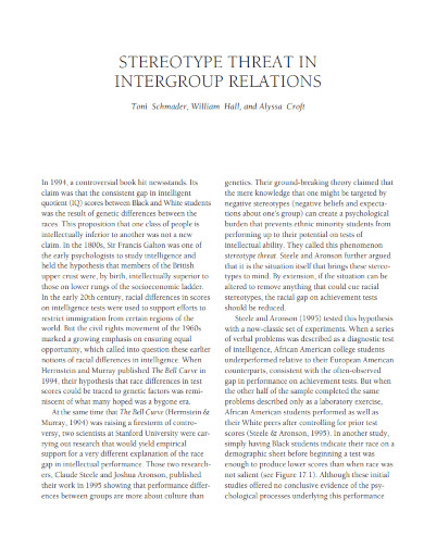 stereotype threat in intergroup relations