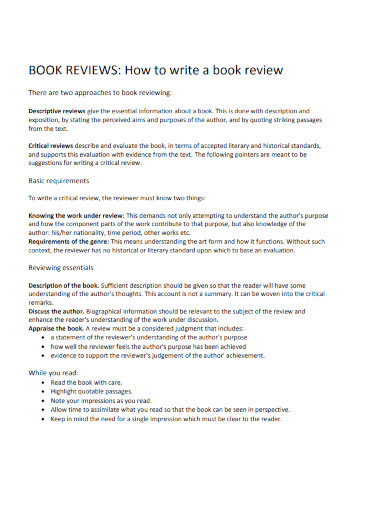 writing a book review