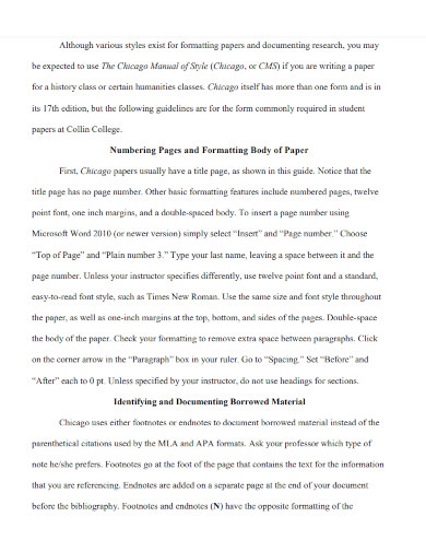 chicago manual of style sample paper