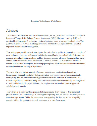 cognitive technologies white paper