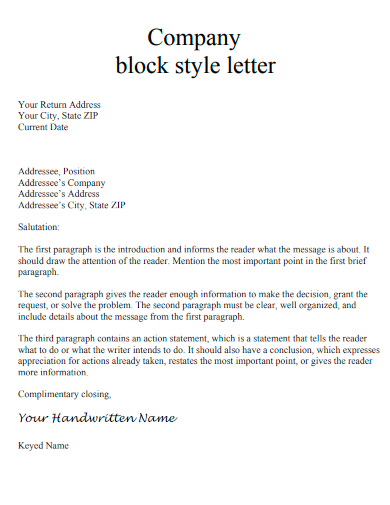 company block letter format