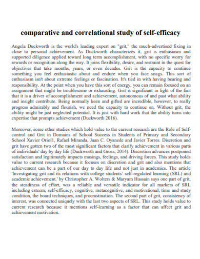 comparative and correlational study of self efficacy