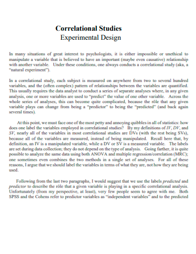 correlational study experimental design