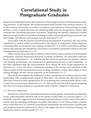 correlational study in postgraduate graduates