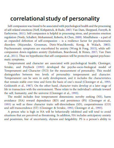 correlational study of personality