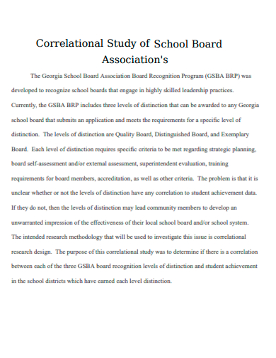 correlational study of school board associations