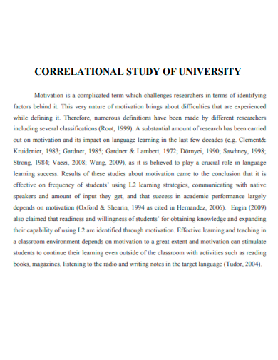 correlational study of university