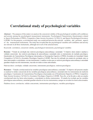 correlational study of psychological variables