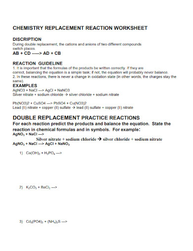 Double Replacement Reaction Examples How To Write Pdf