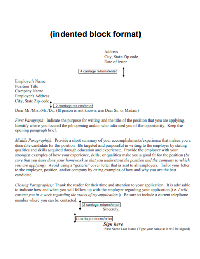 indented block letter format