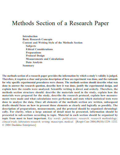 methods section of a research paper