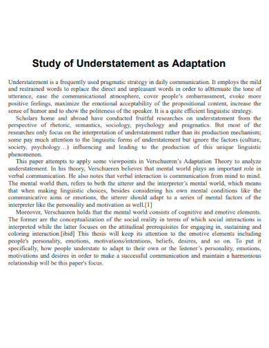 study of understatement as adaptation