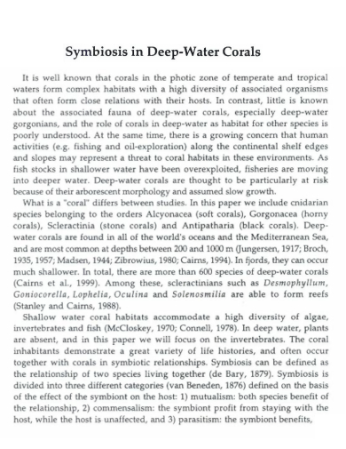 symbiosis in deep water corals