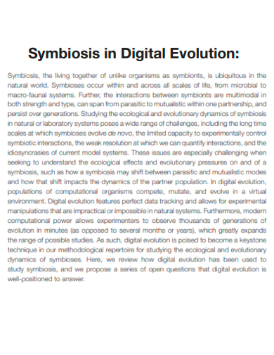 symbiosis in digital evolution