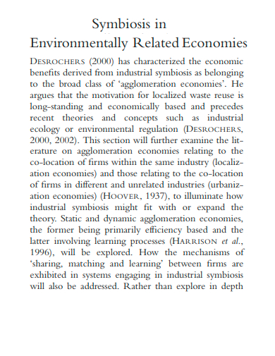 symbiosis in environmentally related economies