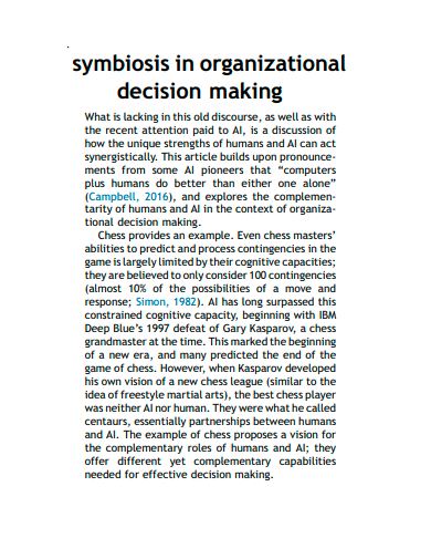 symbiosis in organizational decision making
