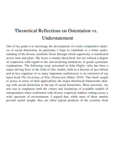 theoretical reflections on ostentation vs