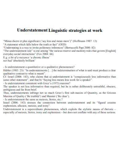 understatement linguistic strategies at work
