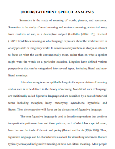 Understatement Speech Analysis