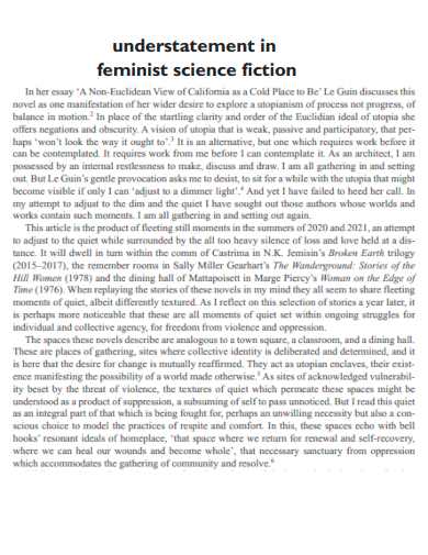 understatement in feminist science fiction