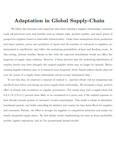 adaptation in global supply chain