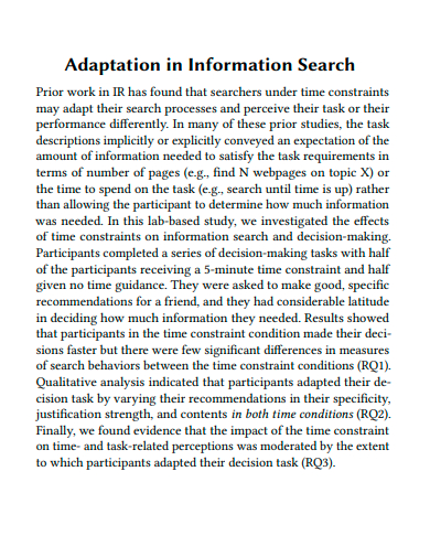 adaptation in information search