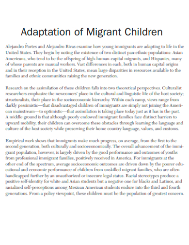 adaptation of migrant children