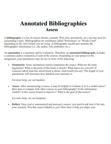 annotated bibliographies assess