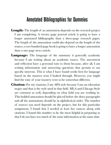 annotated bibliographies for dummies