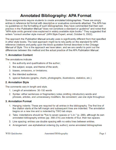 annotated bibliography apa format