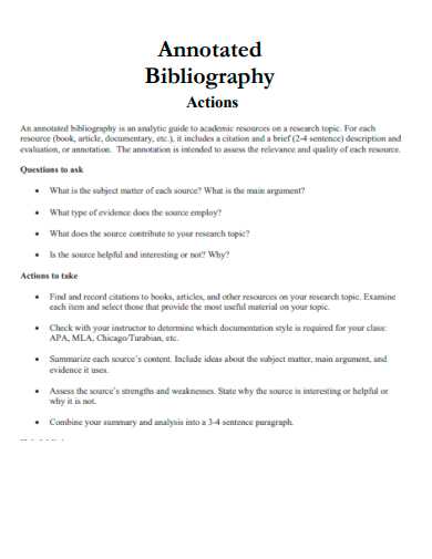 annotated bibliography actions