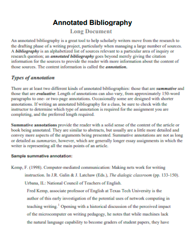 annotated bibliography long document