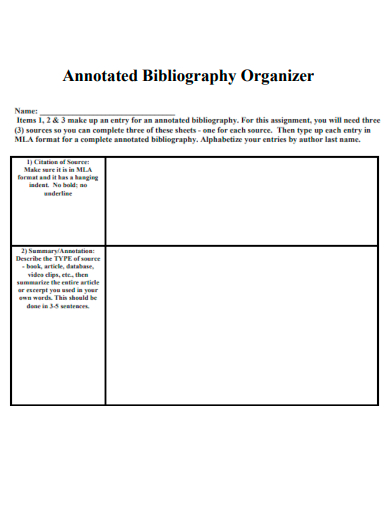 annotated bibliography organizer
