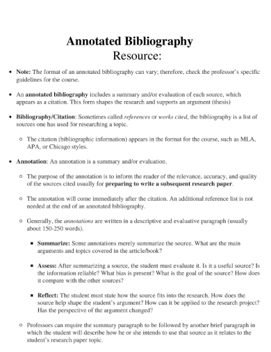 annotated bibliography resources