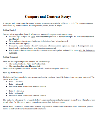 basic compare and contrast essays