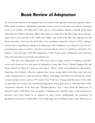 book review of adaptation