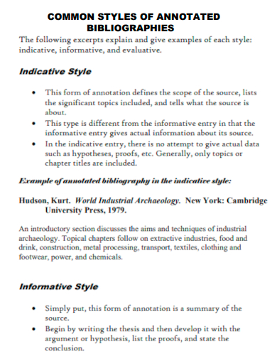 common styles of annotated bibliographies