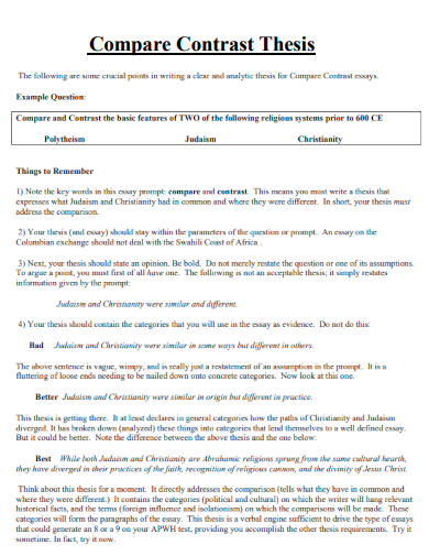 compare contrast thesis examples