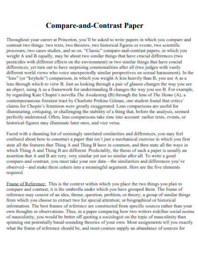 Compare and Contrast Essay - Example, PDF | Examples