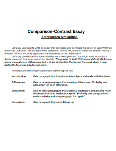 comparison contrast essay emphasizes similarities