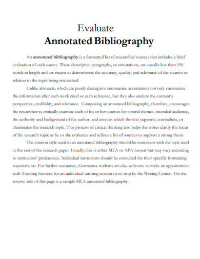 evaluate annotated bibliography
